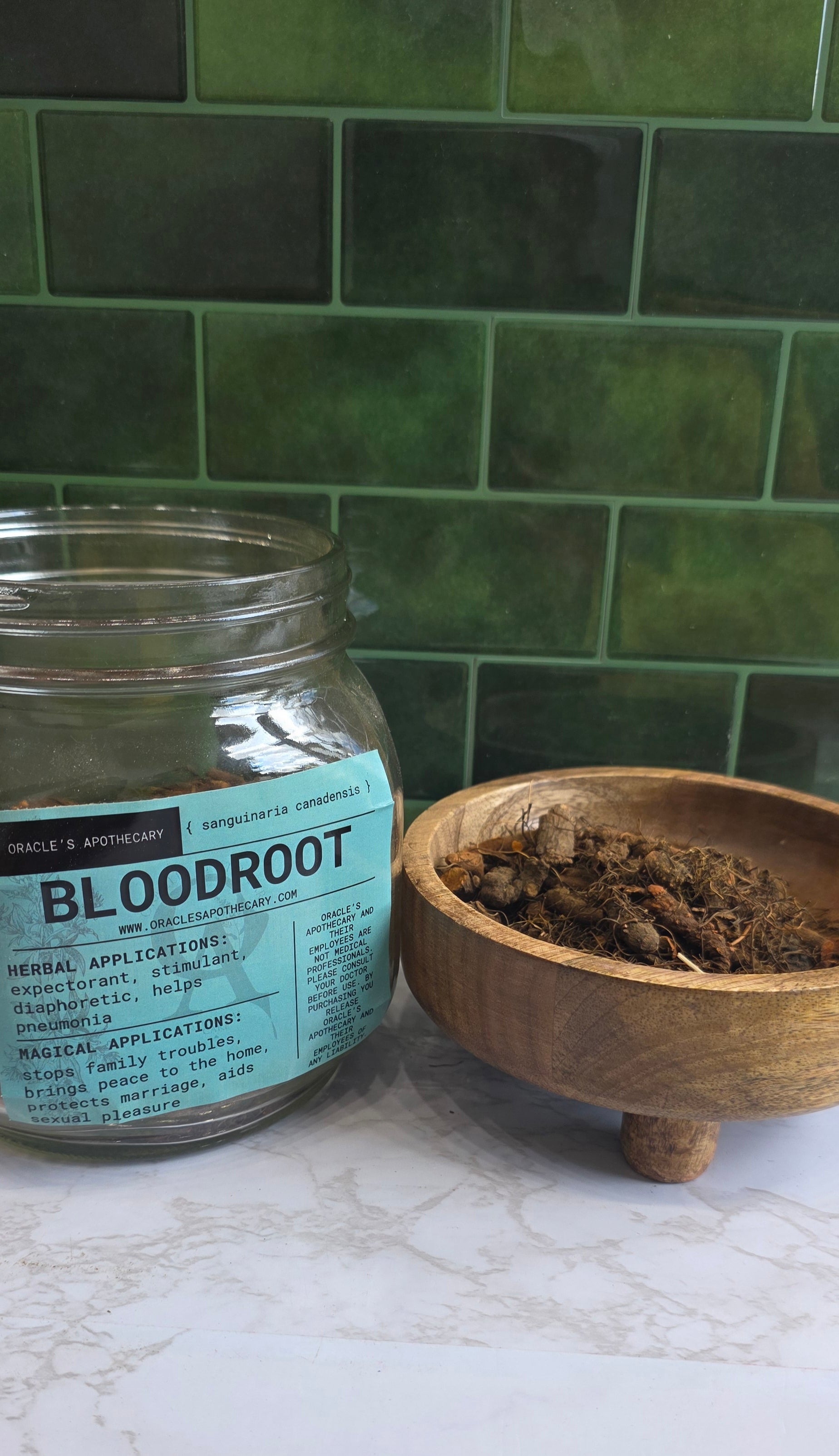 A glass jar labeled &