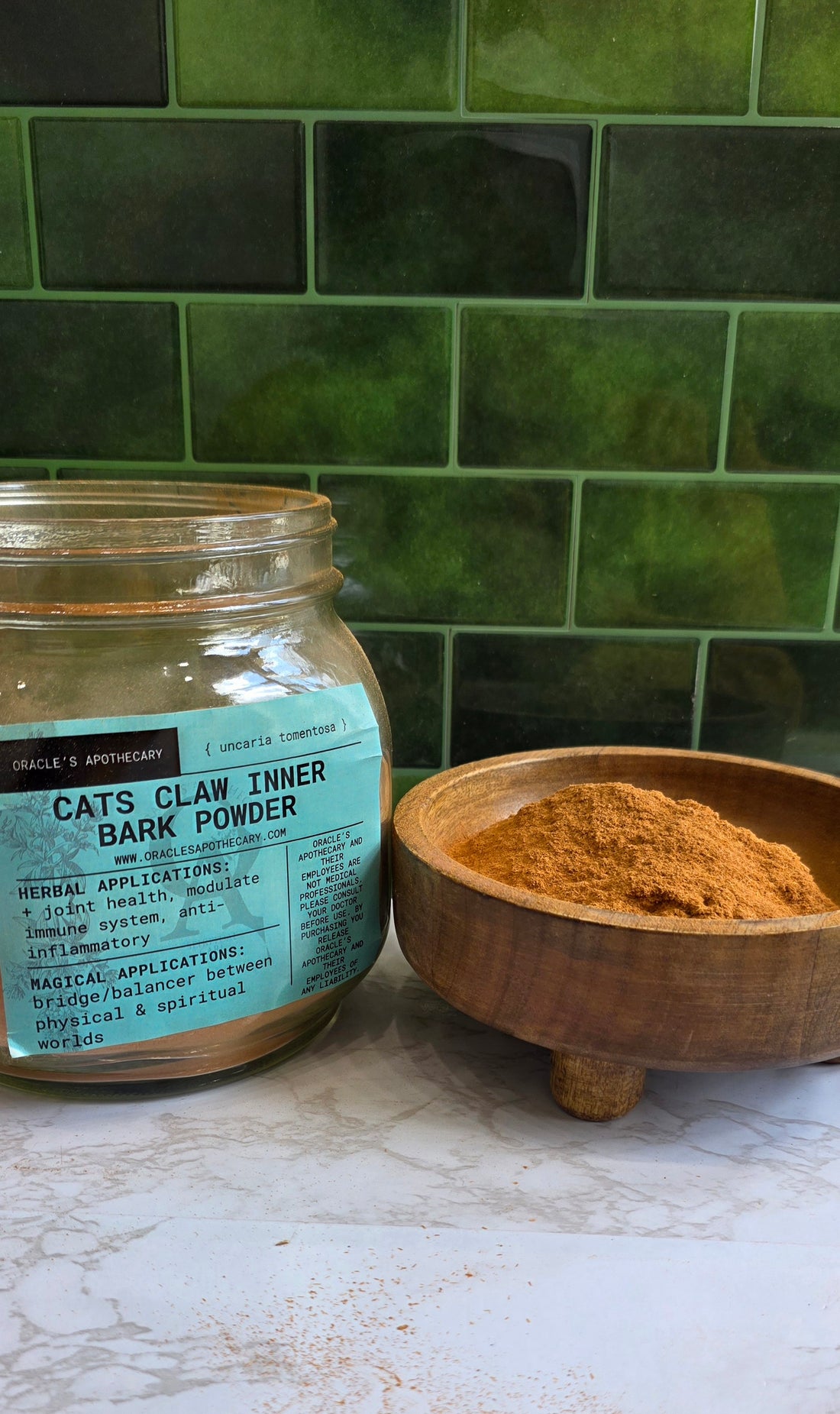 A glass jar labeled &