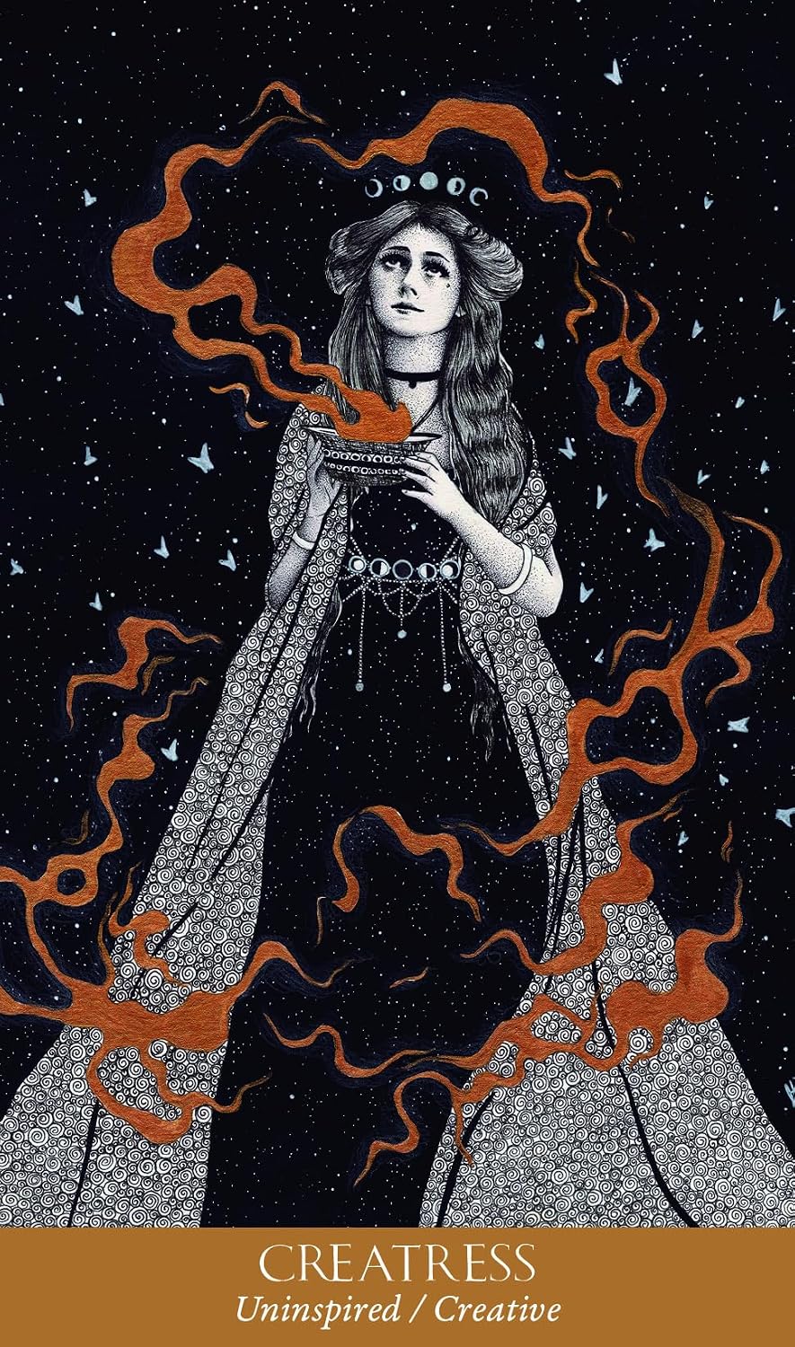 creatress card woman with flat plate with smoke