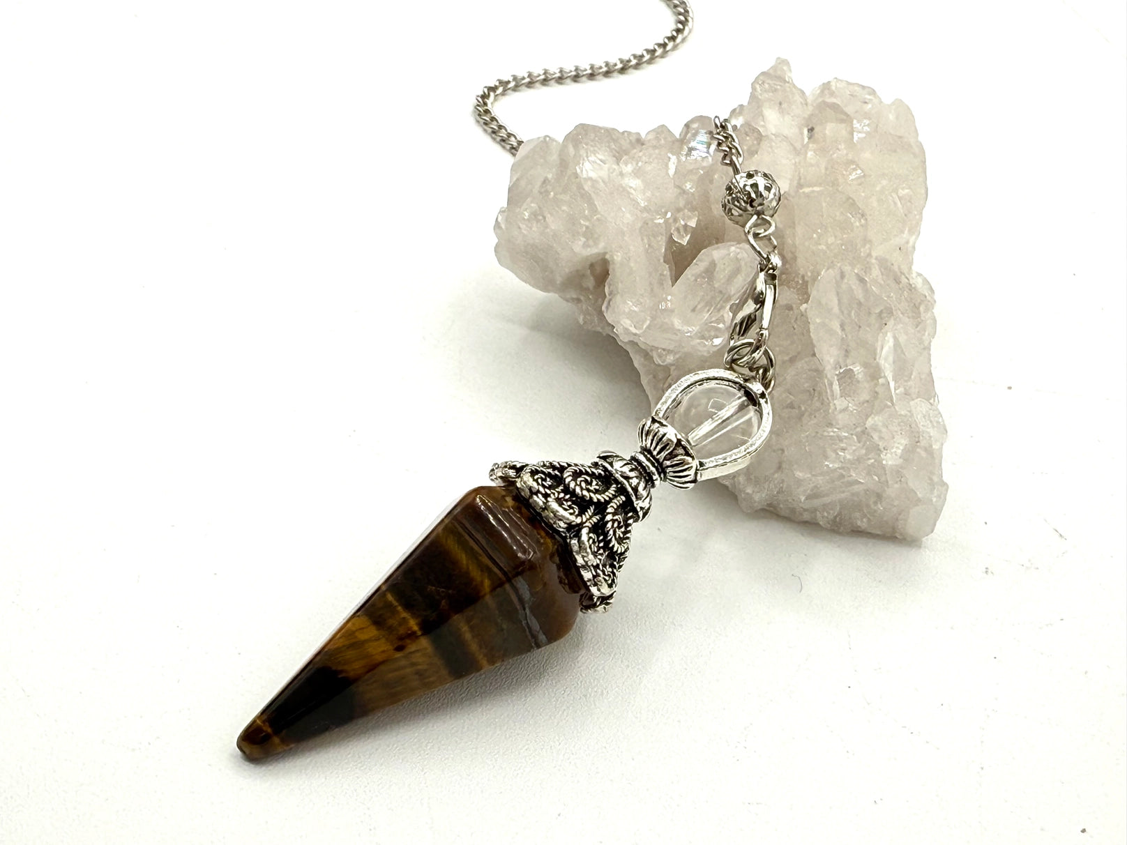 Double Cap Pendulum with Silver Plate Chain