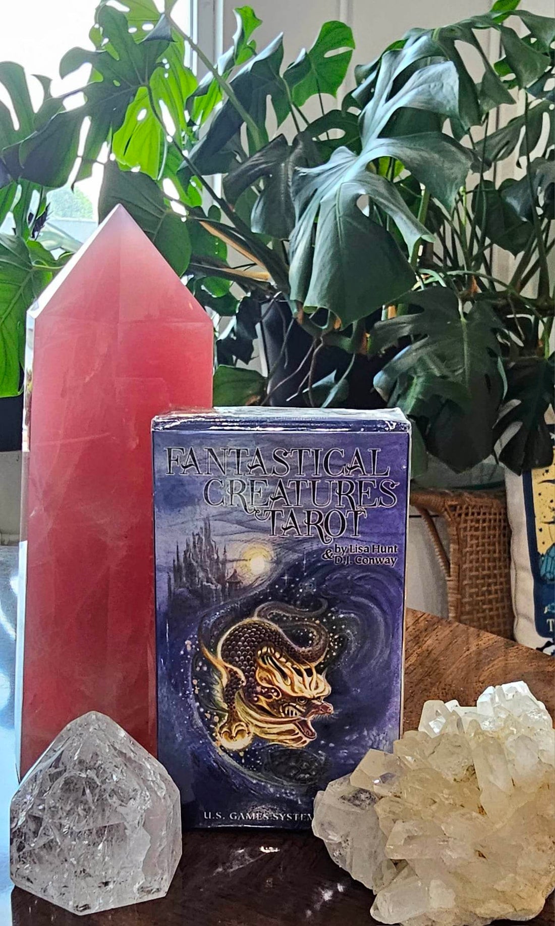 Fantastical Creatures Tarot deck on a table