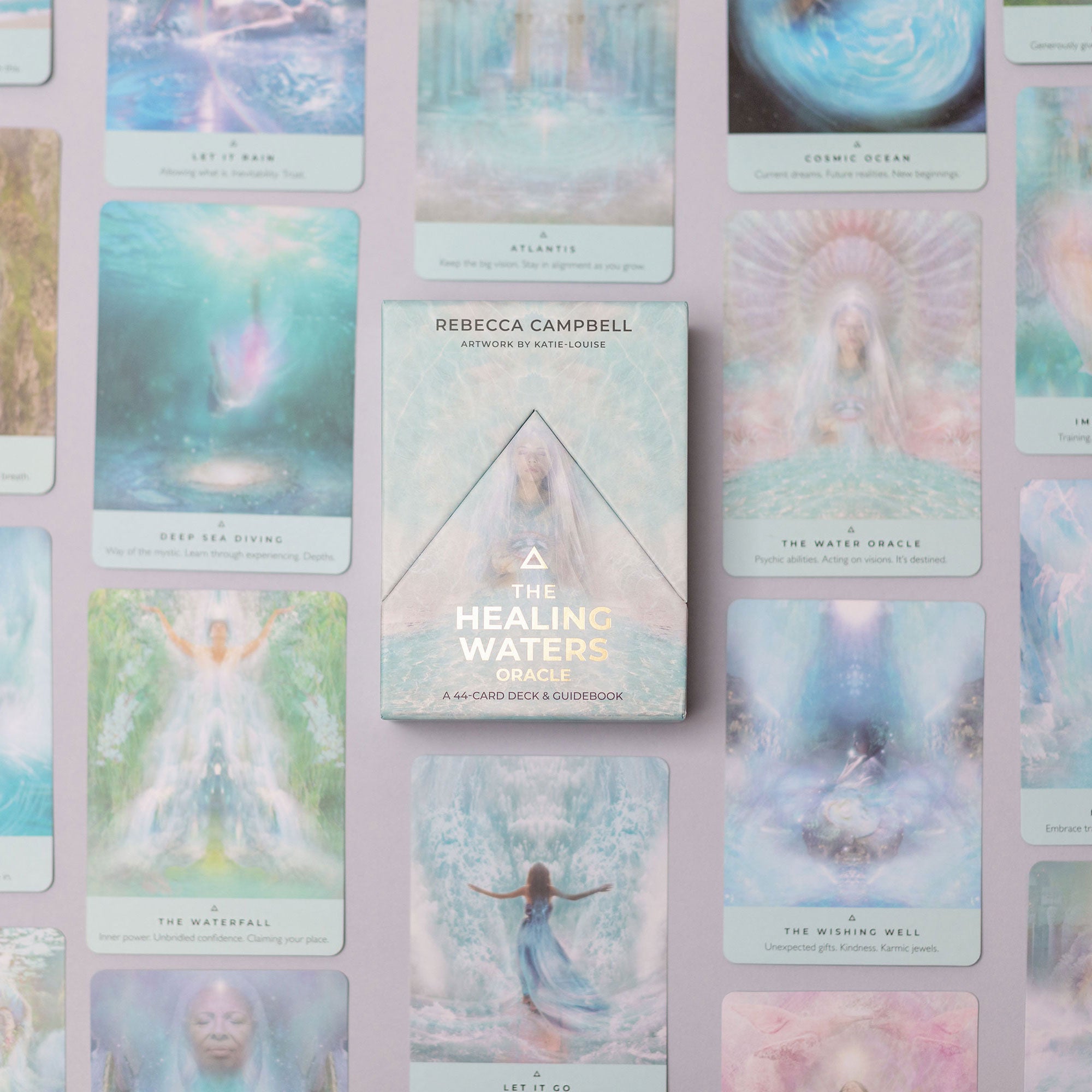 The Healing Waters Oracle deck cover and cards