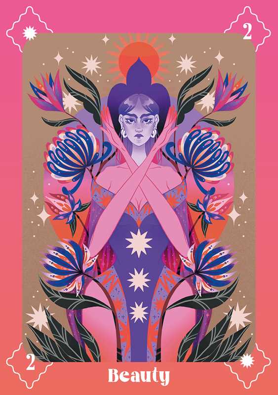 Colorful tarot card titled &