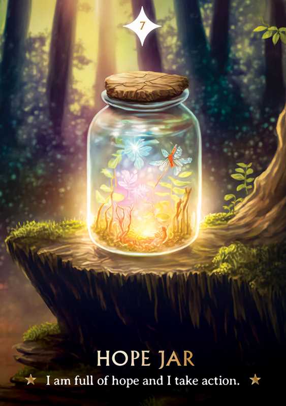 Hope Jar with glowing contents in a forest setting