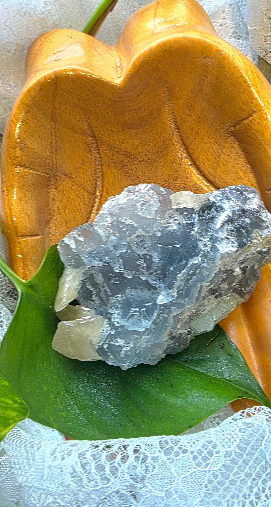 Blue Fluorite with Petal Calcite