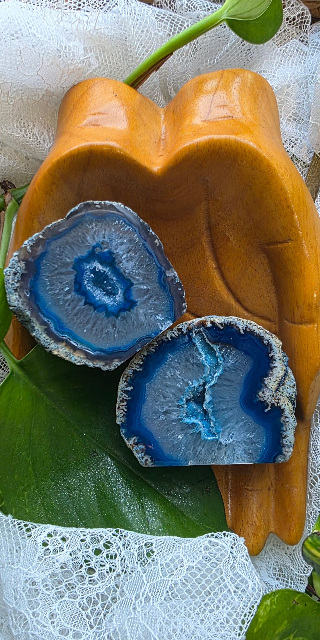 Blue Agate Halves