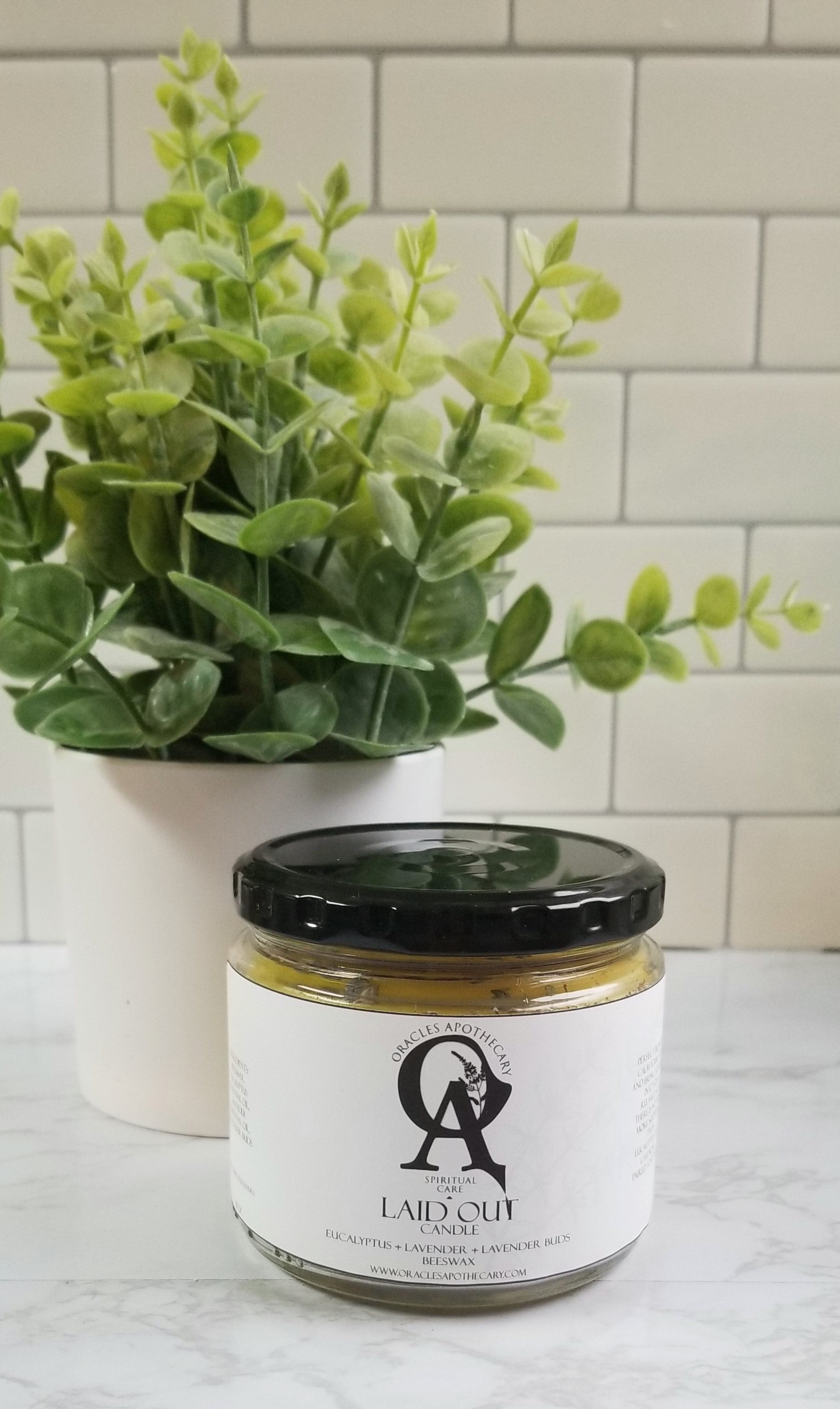 candle jar with whisper wood wick and herbs