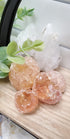Gum Arabic piled up on a wooden shelf