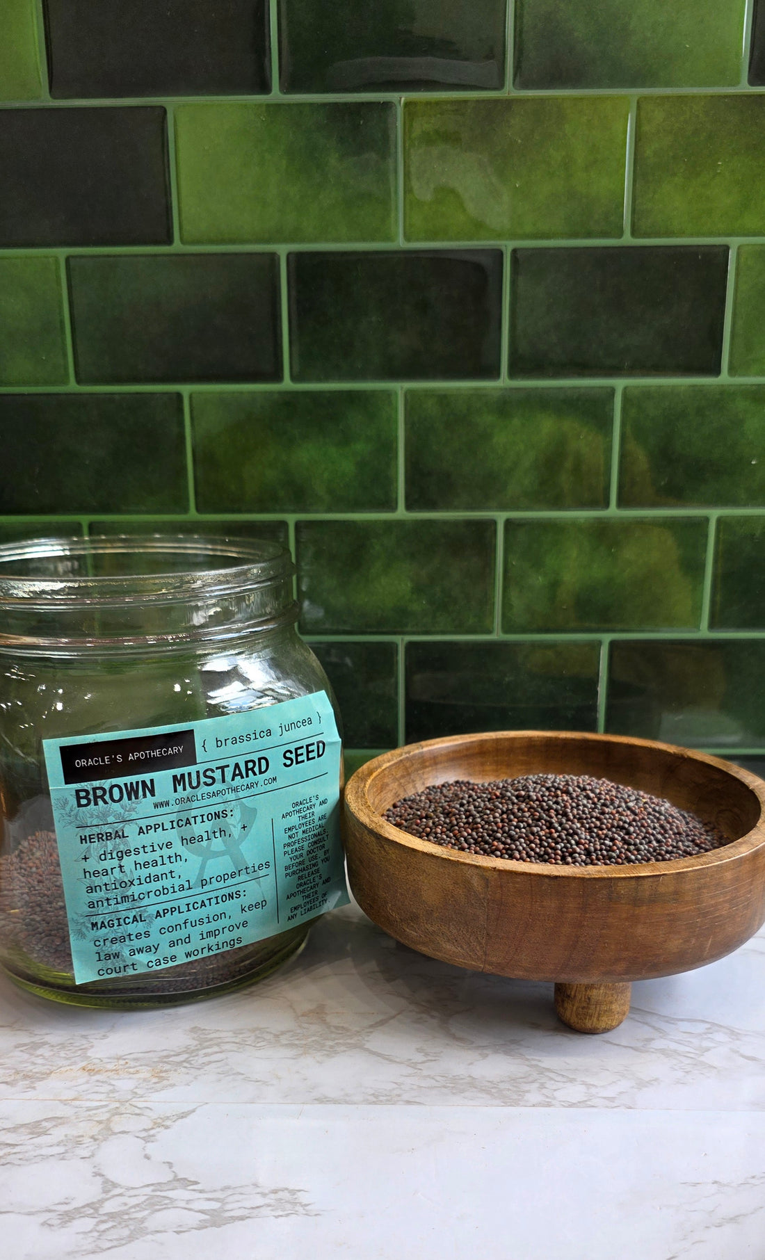 A glass jar labeled &