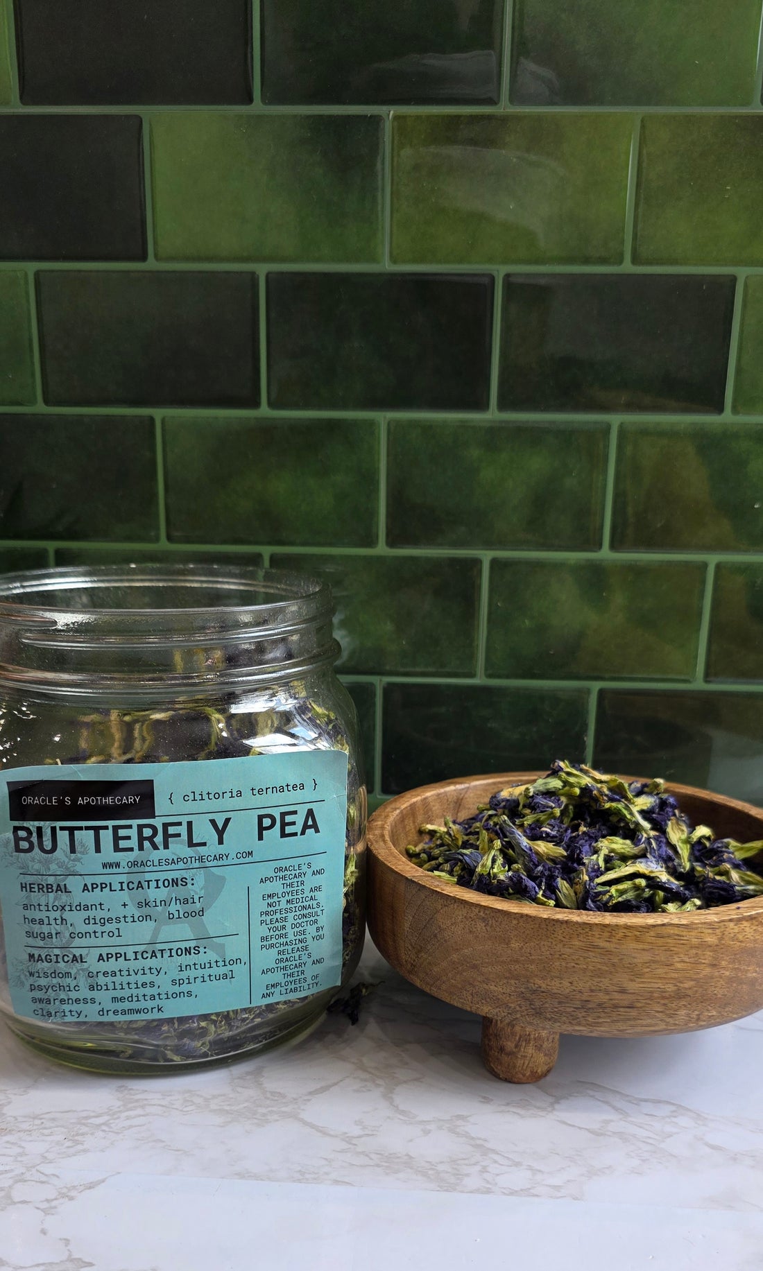 A glass jar labeled &