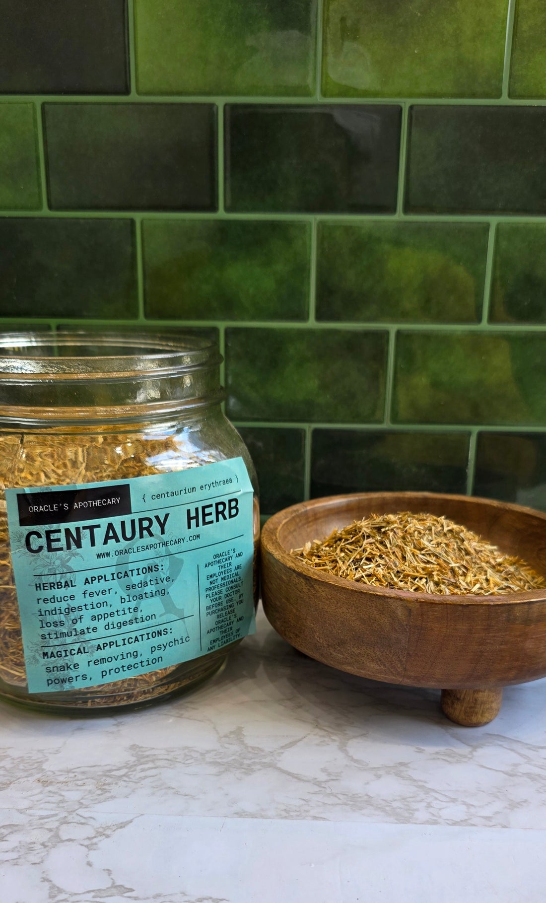A glass jar labeled &