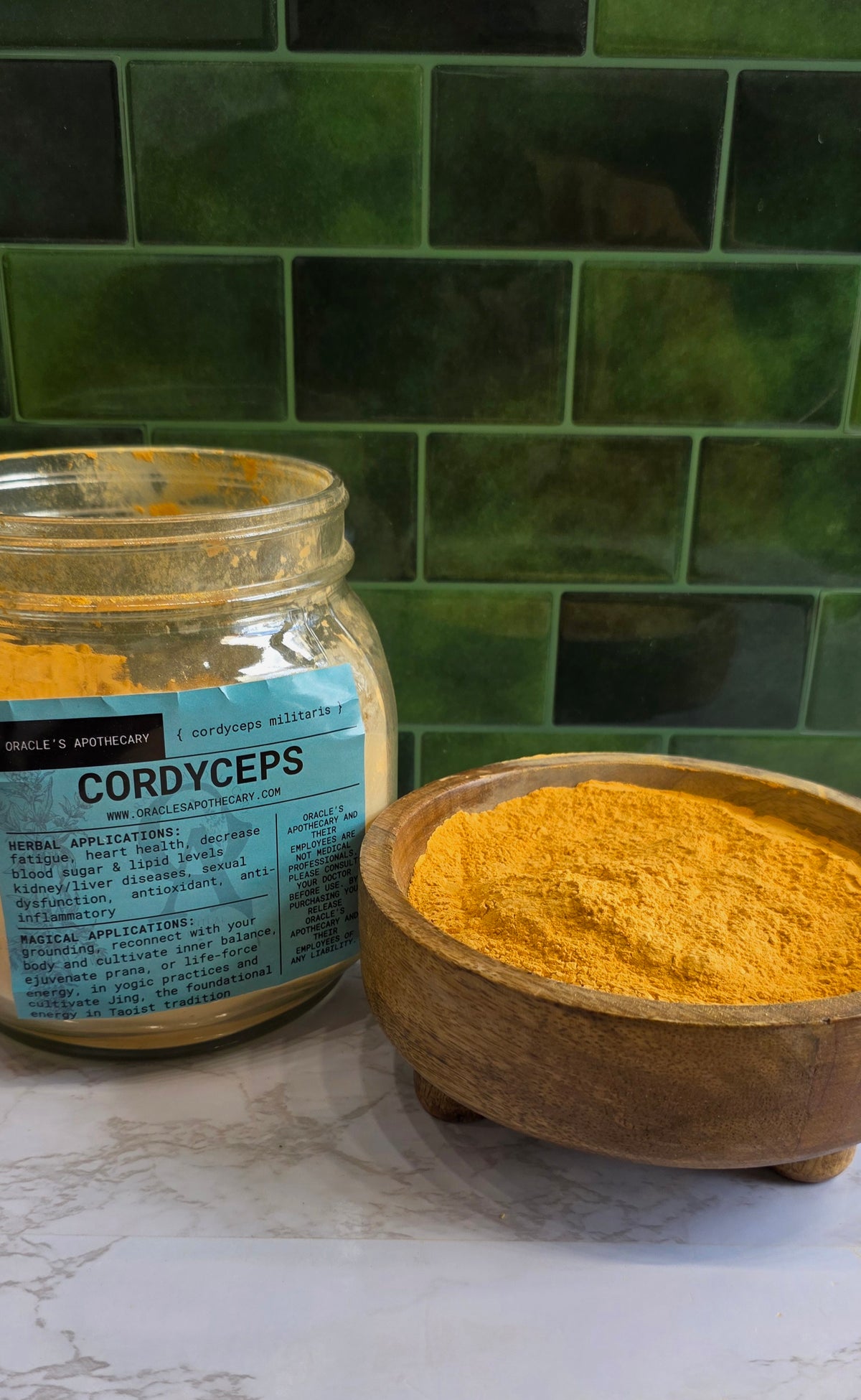 A glass jar labeled &