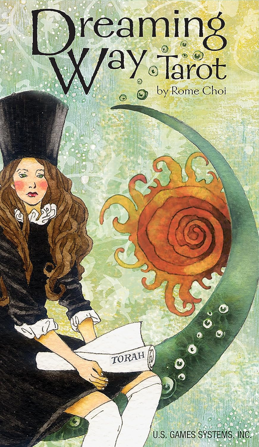girl sitting on the moon with a torah