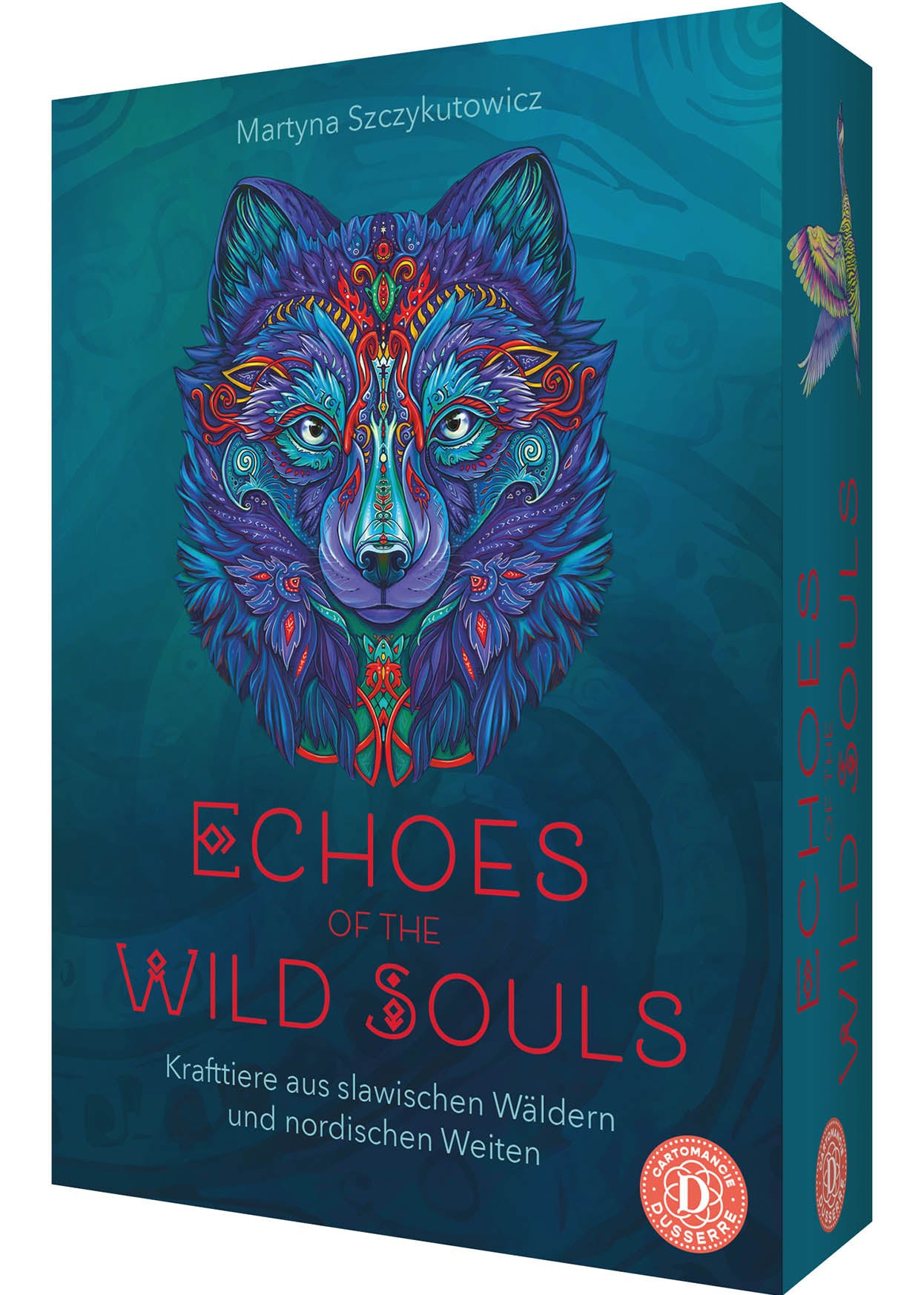 card deck with a multi color wolf on front