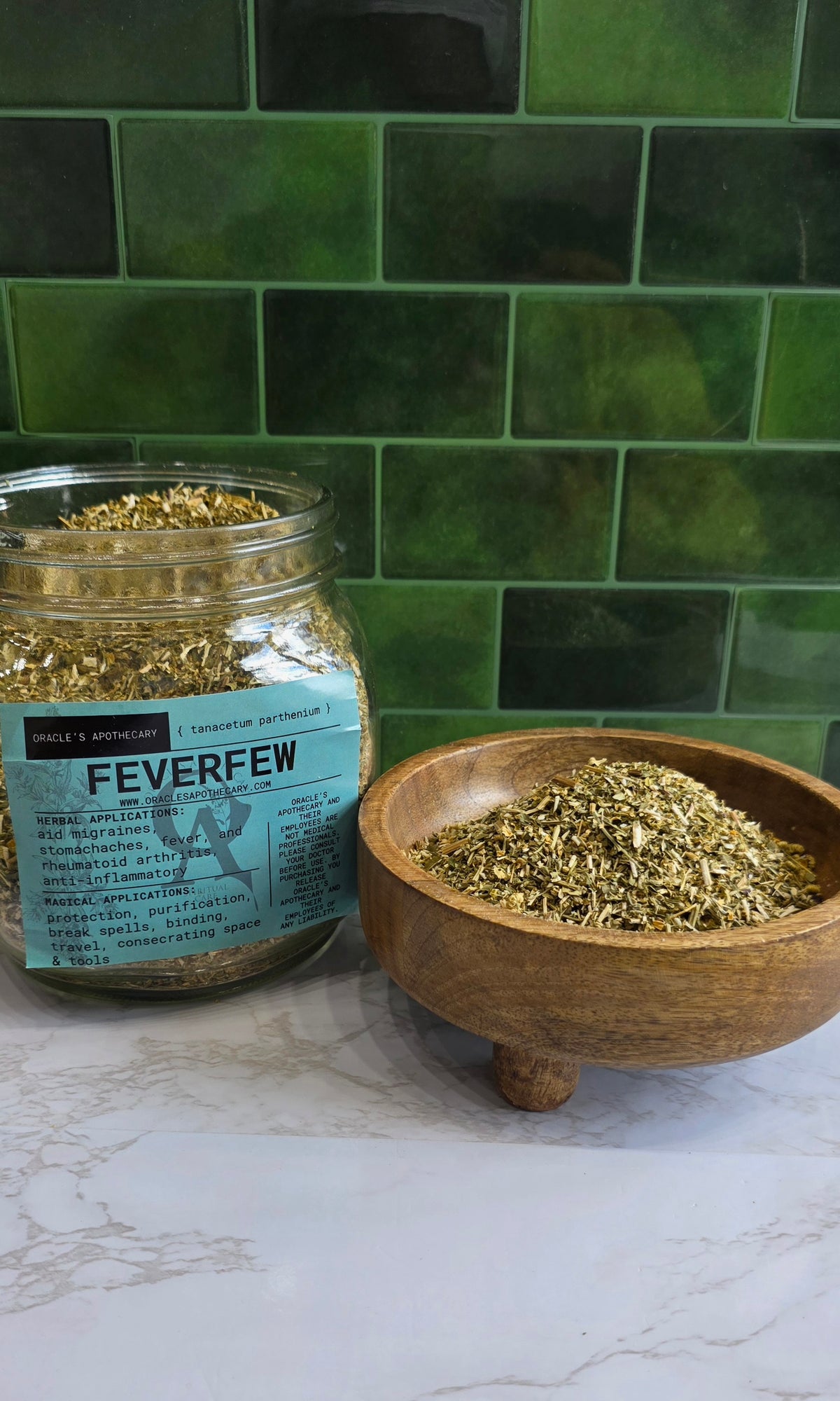 A glass jar labeled &
