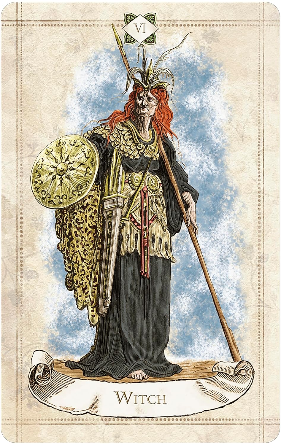 lady in armor with a shield and spear