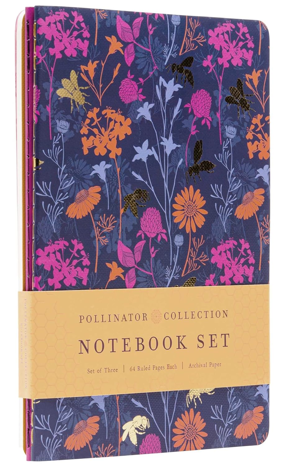 Notebook set with floral design on a blue background