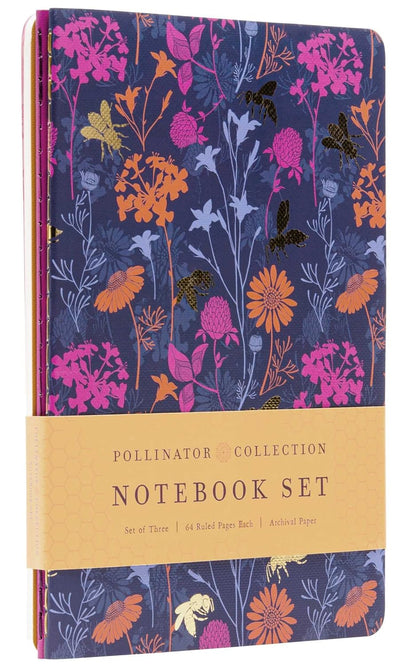 Notebook set with floral design on a blue background
