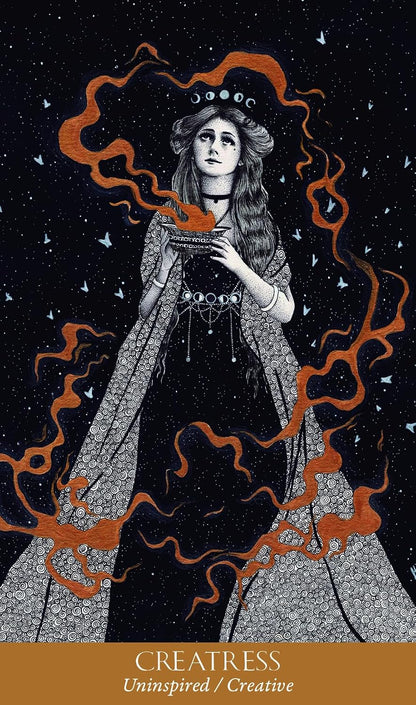 creatress card woman with flat plate with smoke