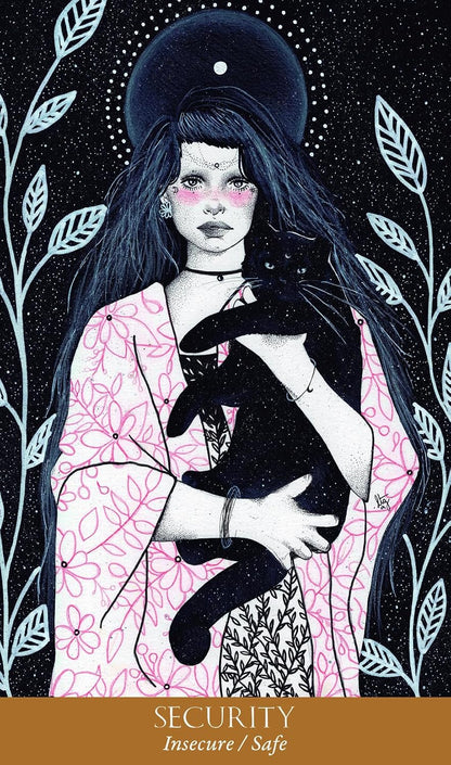 security card with woman and cat