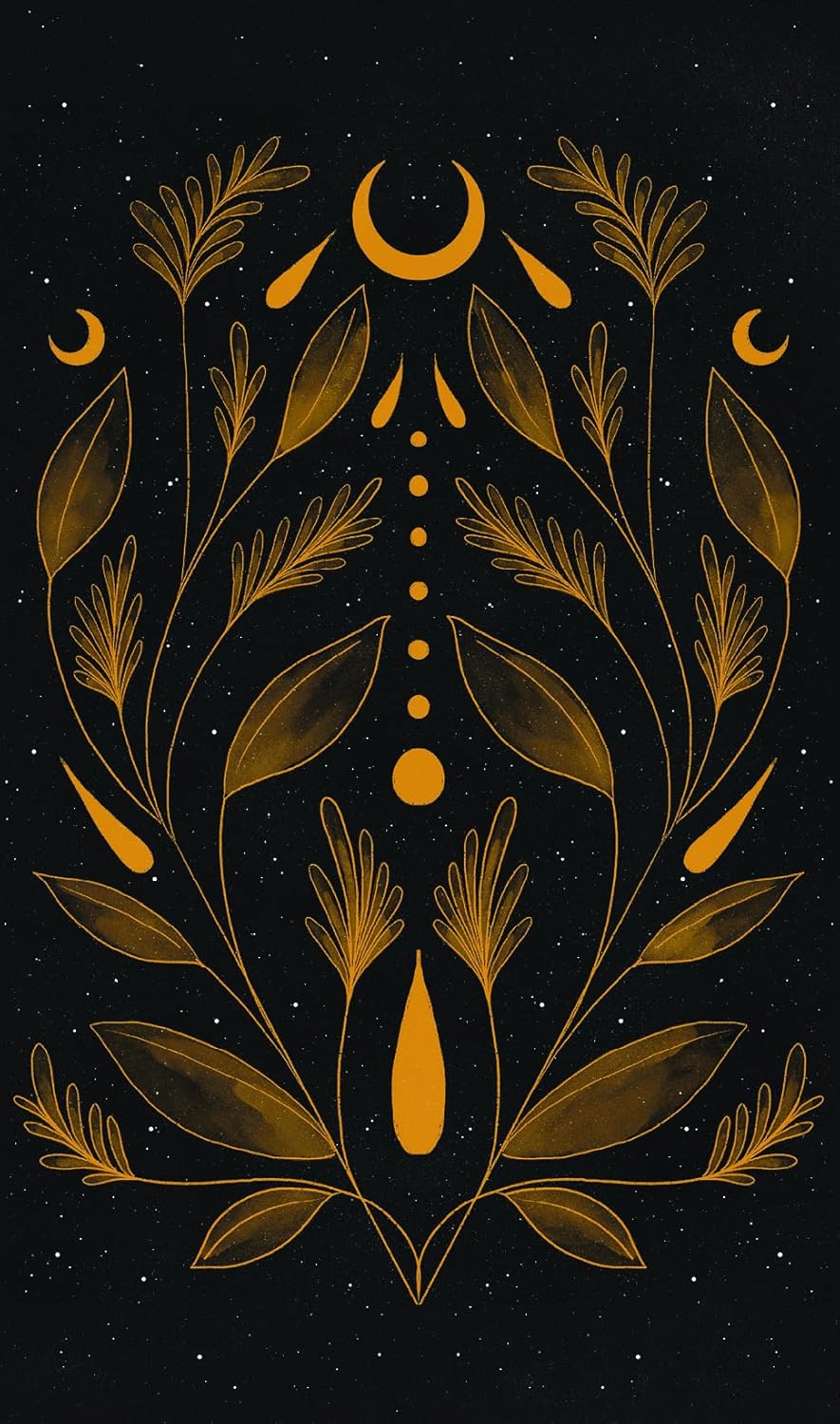 card back with moon and leafs on it