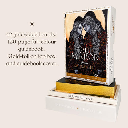 soul mirror card on displays of gold leaf edge cards and guidebook