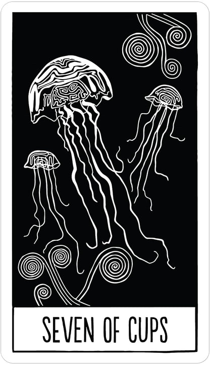 Line drawing of jellyfish with &