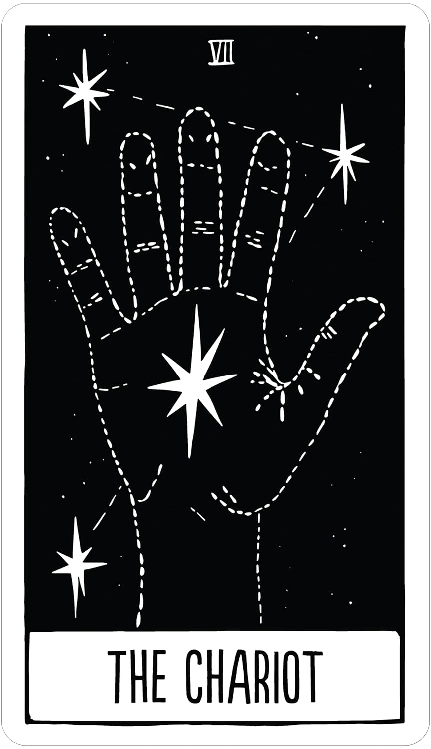 Tarot card featuring a hand with stars and the title &