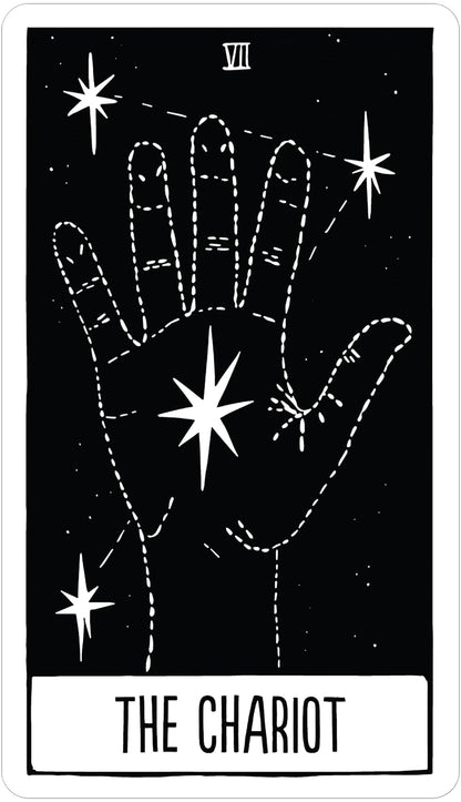 Tarot card featuring a hand with stars and the title &