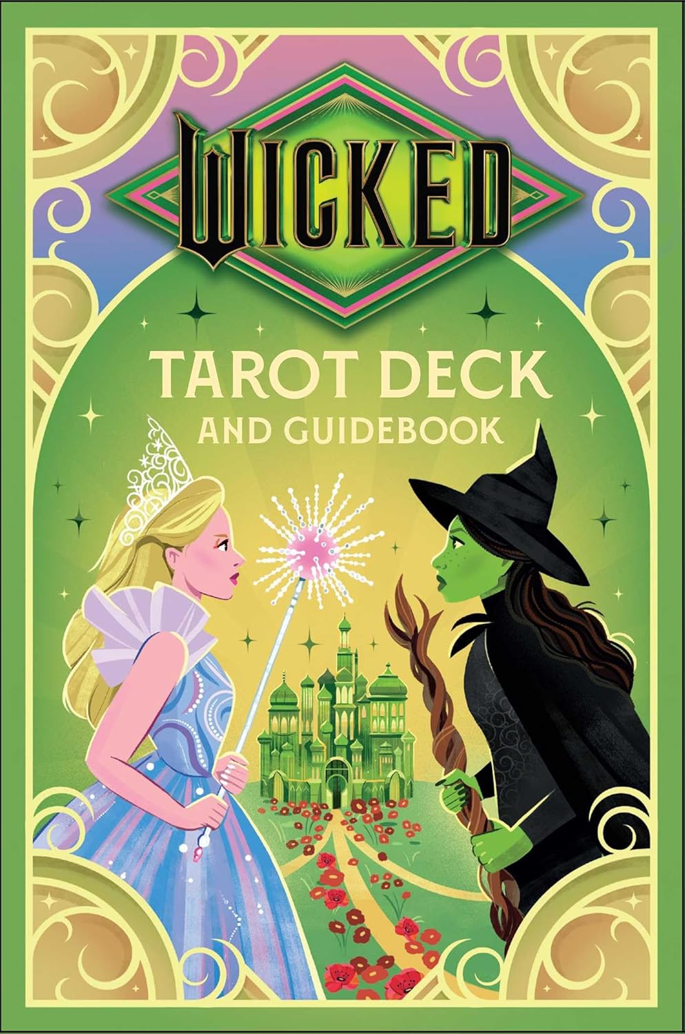 Wicked Tarot Deck and Guidebook cover with two characters and decorative elements