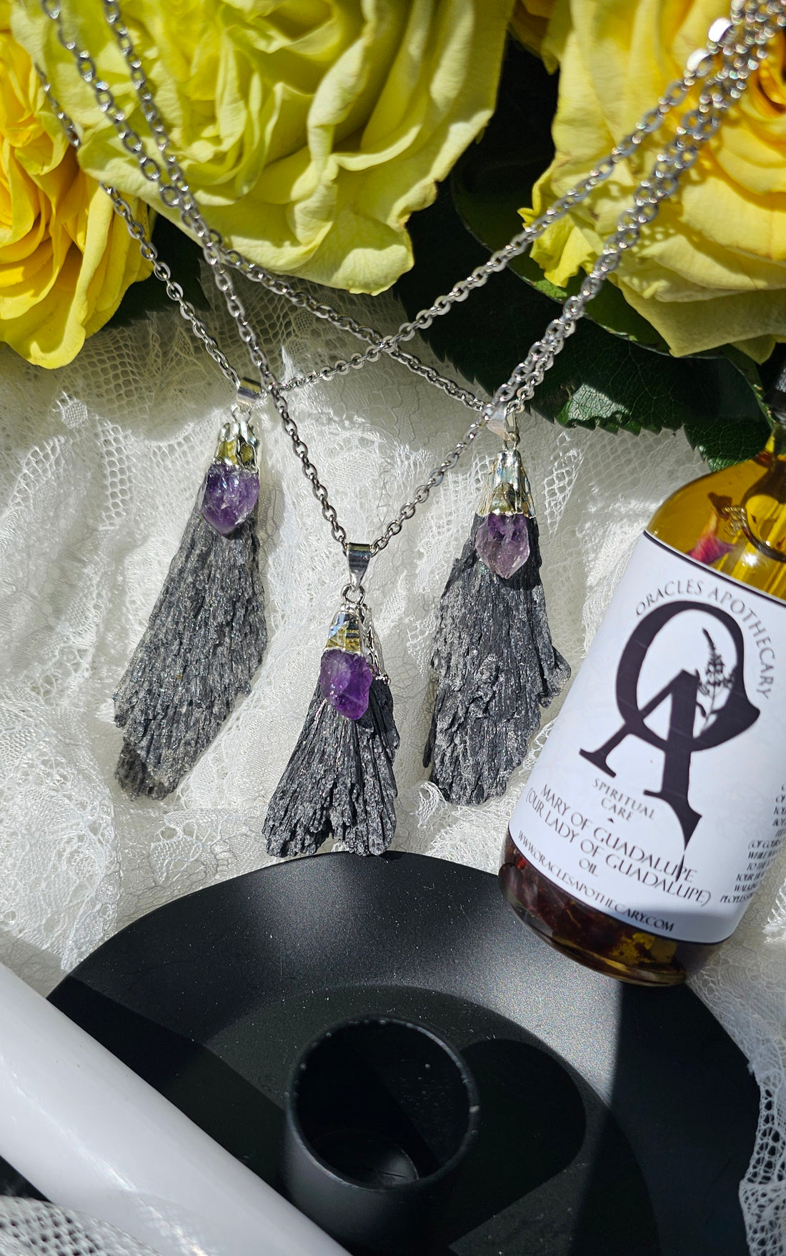 Amethyst Black Kyanite Necklaces