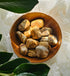 Picture Jasper crystals stones piled in a wooden bowl