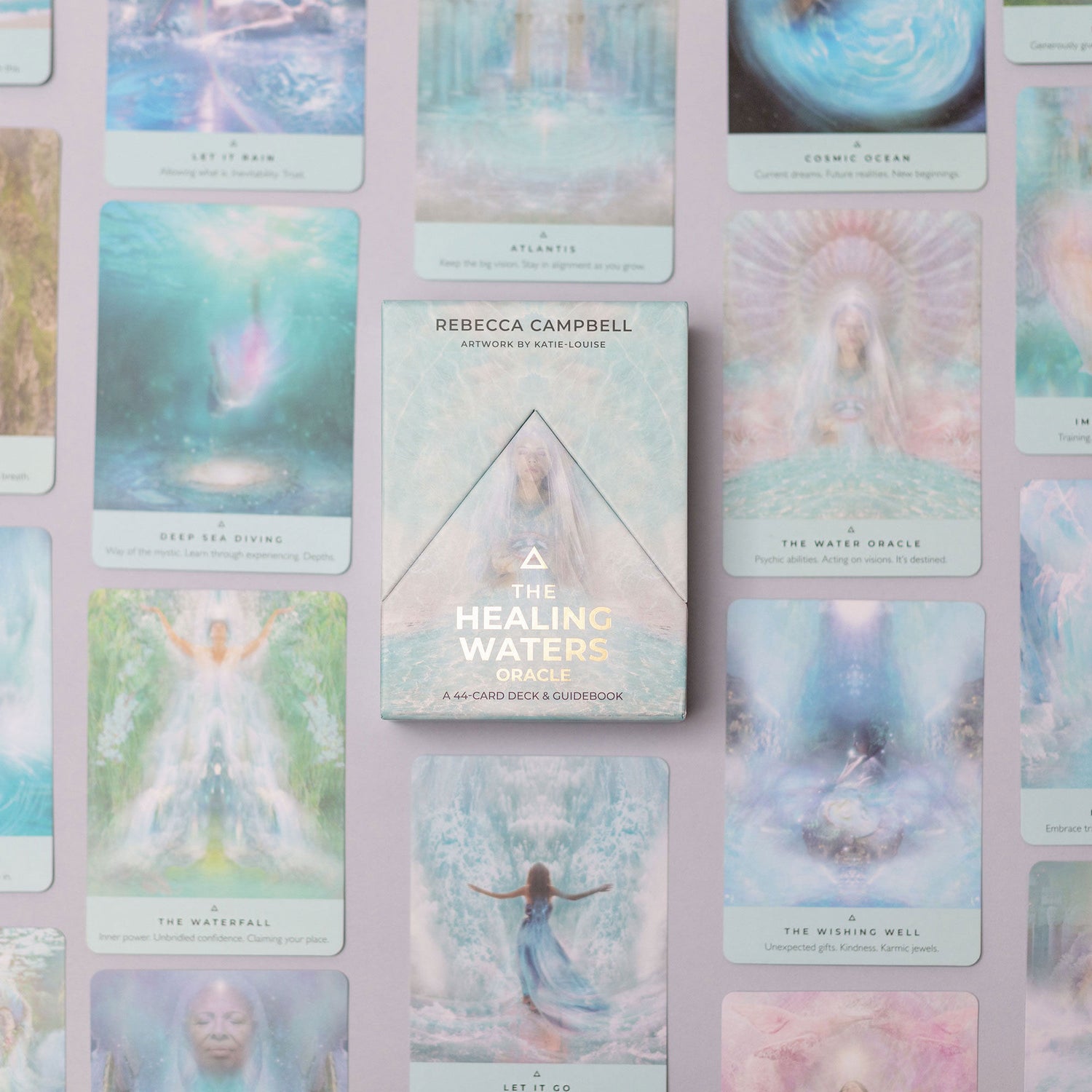 The Healing Waters Oracle deck cover and cards