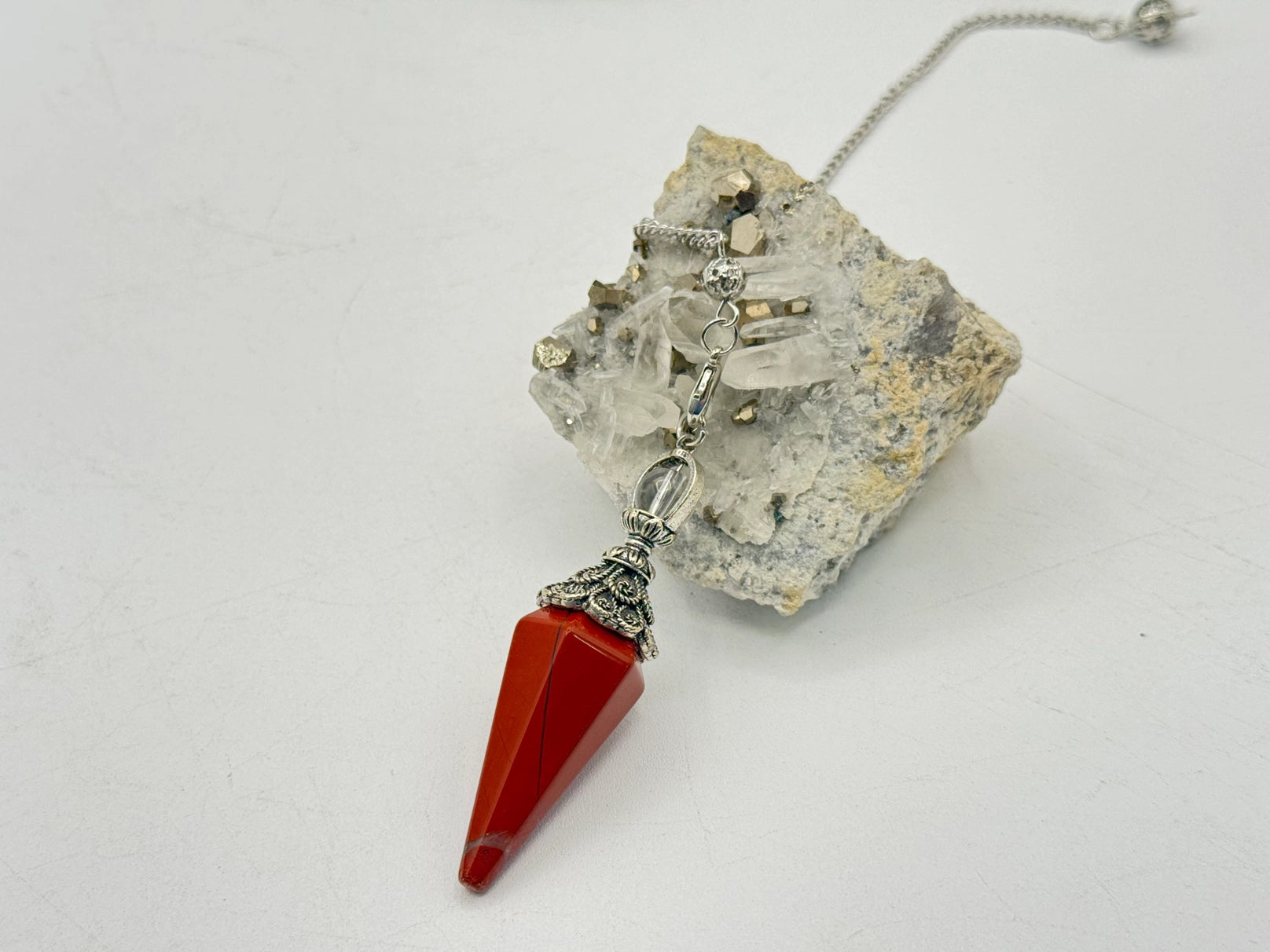 Double Cap Pendulum with Silver Plate Chain