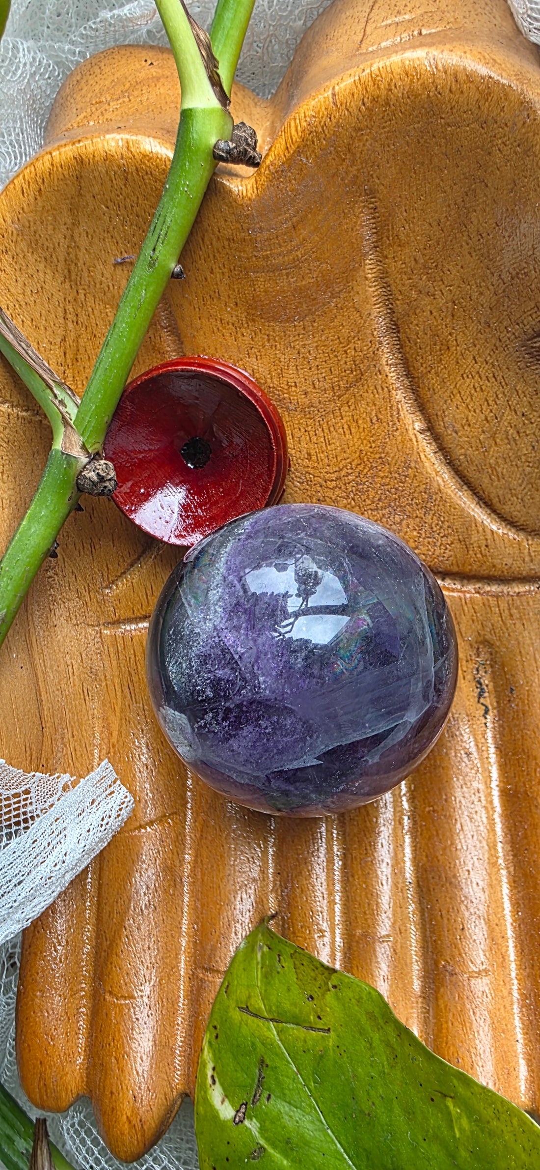 Rainbow Fluorite Sphere with Stand | 1.5&quot;