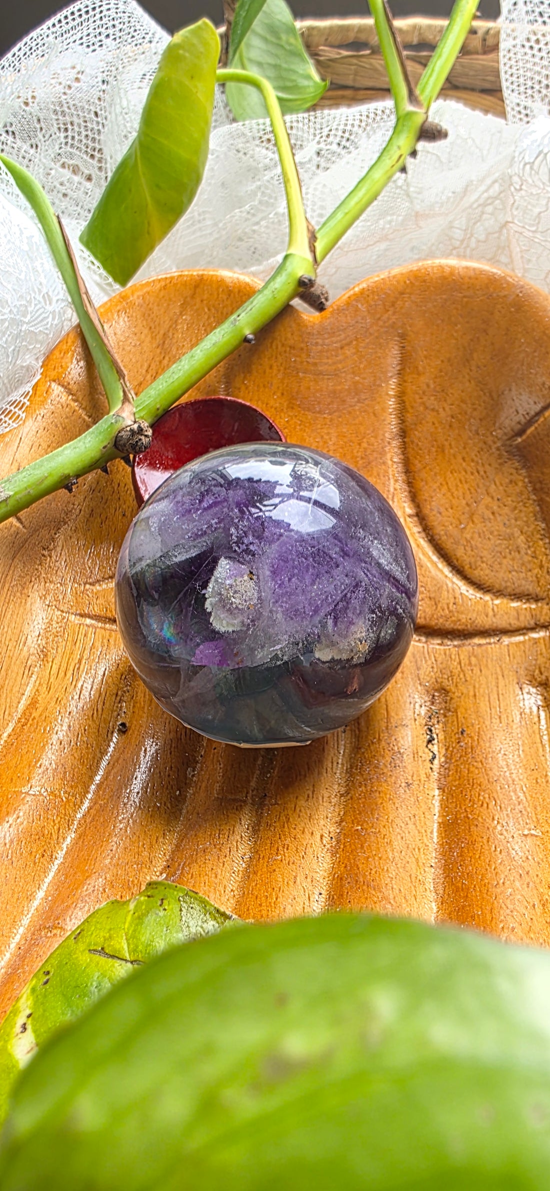 Rainbow Fluorite Sphere with Stand | 1.5&quot;