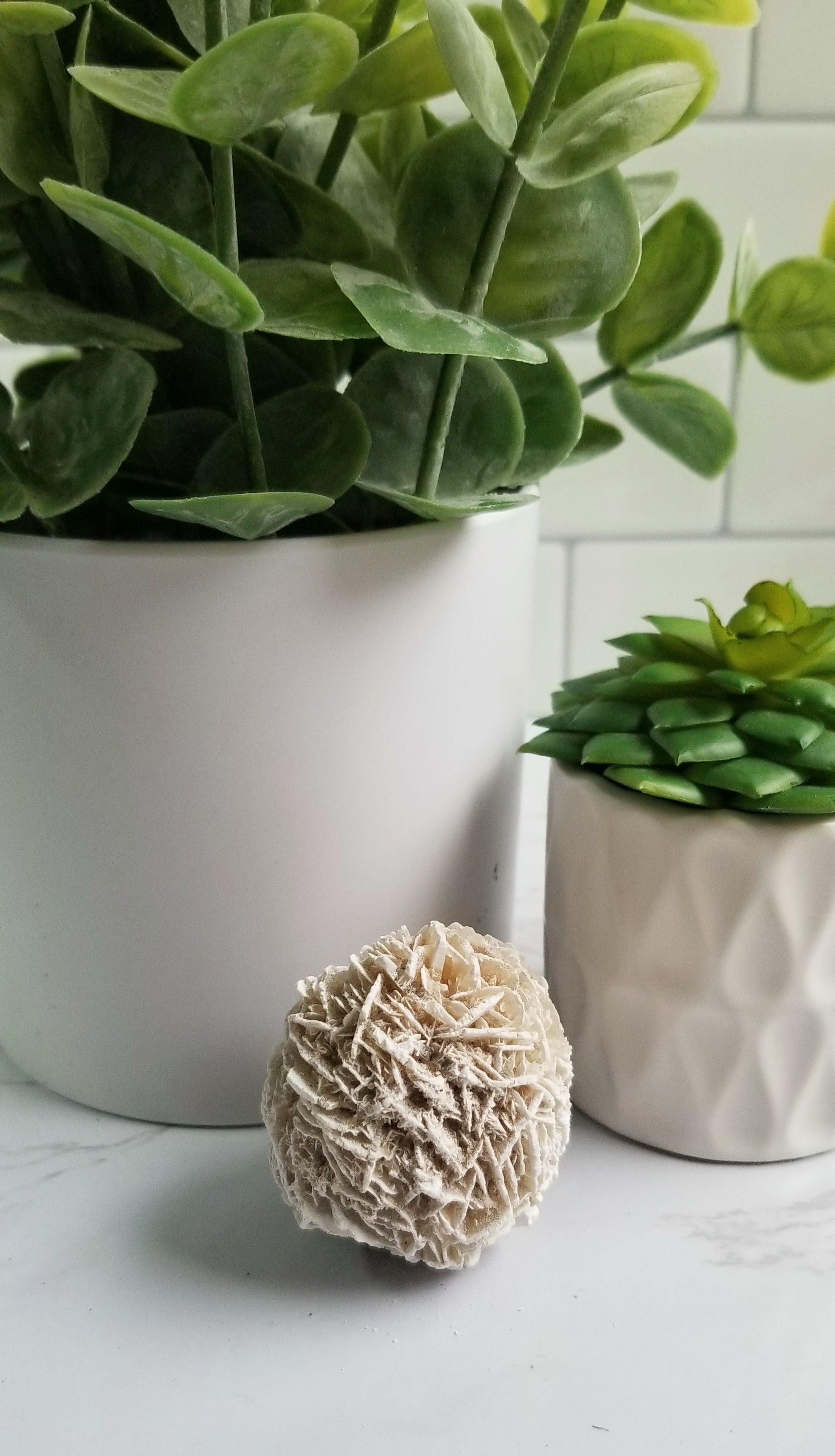 desert rose selenite sitting on a table