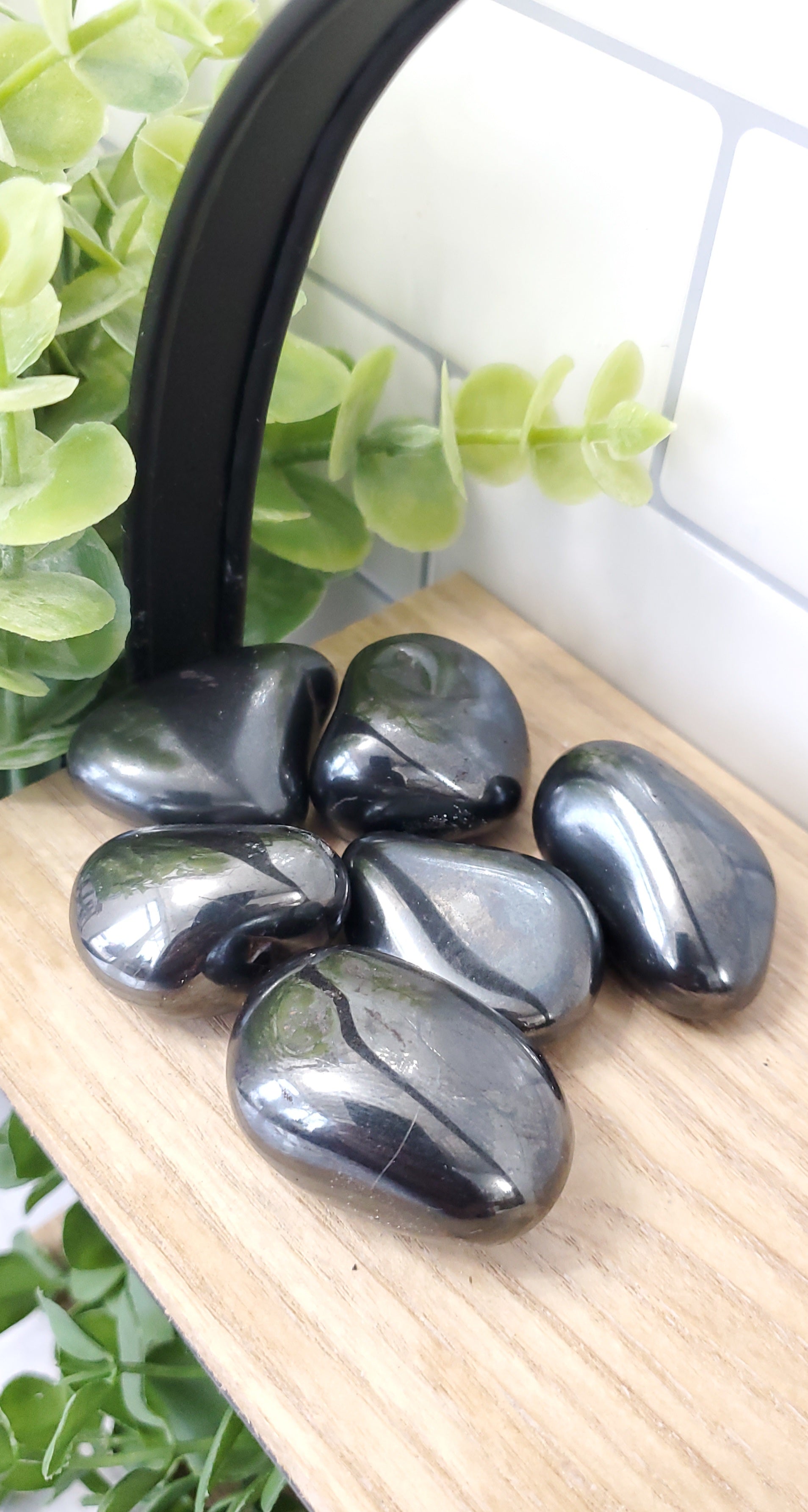 Hematite piled up on a shelf